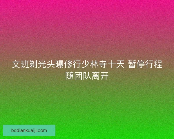 文班剃光头曝修行少林寺十天 暂停行程随团队离开